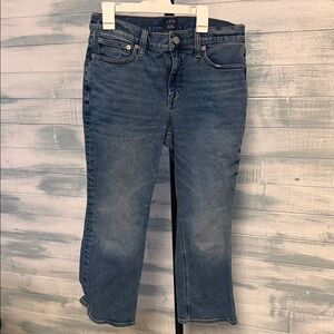 J.Crew Mid-Rise Flare Crop Jeans Women’s Size 28P Blue Denim Cropped Bootcut